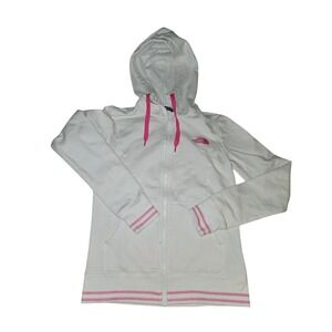 The North Face Full Zip Hoodie Womens Size XS White Pink Outdoor Sweater